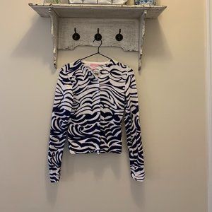 Lilly Pulitzer Navy/White Zebra Cardigan